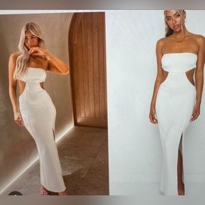 White Cut Out Maxi Dress (Beginning Boutique)
